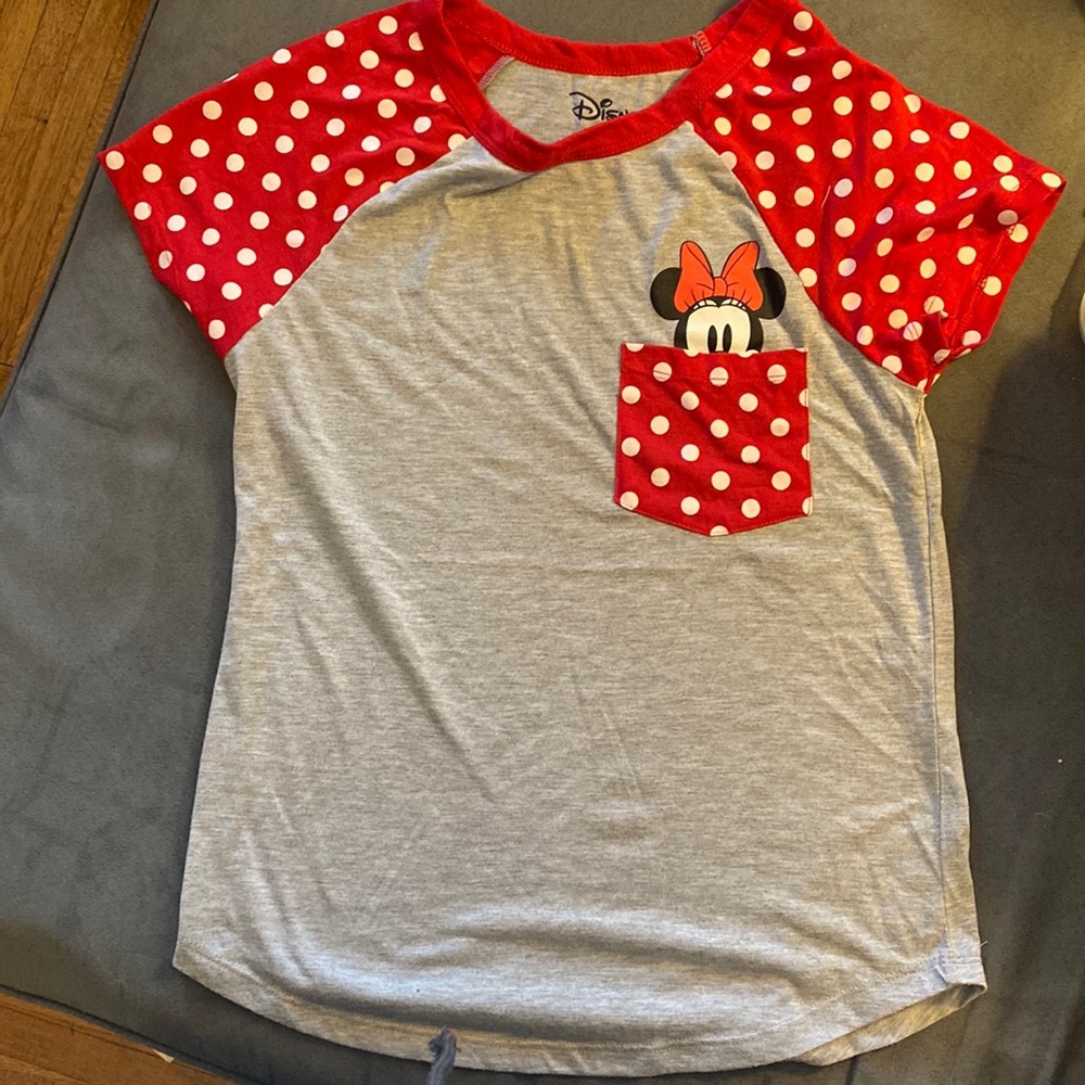 4/12 or $5 each! Disney Woman’s Small Minnie Mouse Tee with polka dot sleeves!